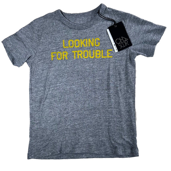 Chaser Brand Boys Size 10 'Looking for Trouble' Graphic T-Shirt Heather Gray New - Picture 1 of 6